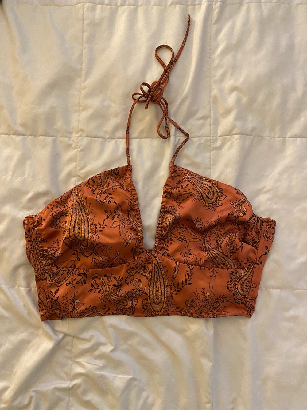 Cotton Candy Rust Paisley Halter Camisole